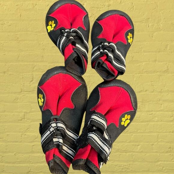 SGSPET Dog Pup Shoes Sz 8 Waterproof Boots Paw Protectors Anti-Slip Sole Red Set - Picture 9 of 9